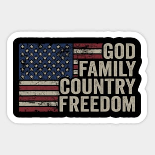 God Family Country Freedom 4th July USA Flag Christian Sticker